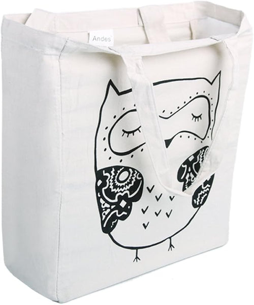 Andes Heavy Duty Flat-Bottom Canvas Tote Bag with Side Pockets - Aesthetic Handmade from 12oz 100% Cotton, Reusable & Durable