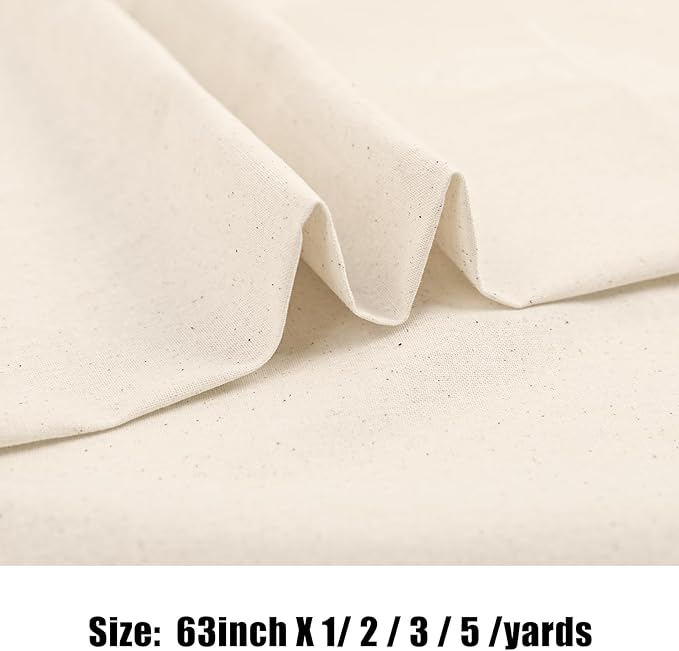 UBCGOTT 100% Cotton Muslin Fabric, 60 Inch X 2 Yards Unbleached Muslin Linen Fabric by The Yard, Draping Fabrics Suitable for Sewing Embroidery, Crafts Material,Garments (Natural)