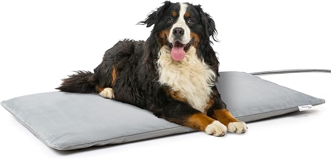 Toozey Outdoor Pet Heating Pad 28x16in, Extremely Waterproof Heated Bed for Dogs and Cats, Thermostatic Control, Chew-Resistant Cord, Soft Electric Blanket with Overheat Protection