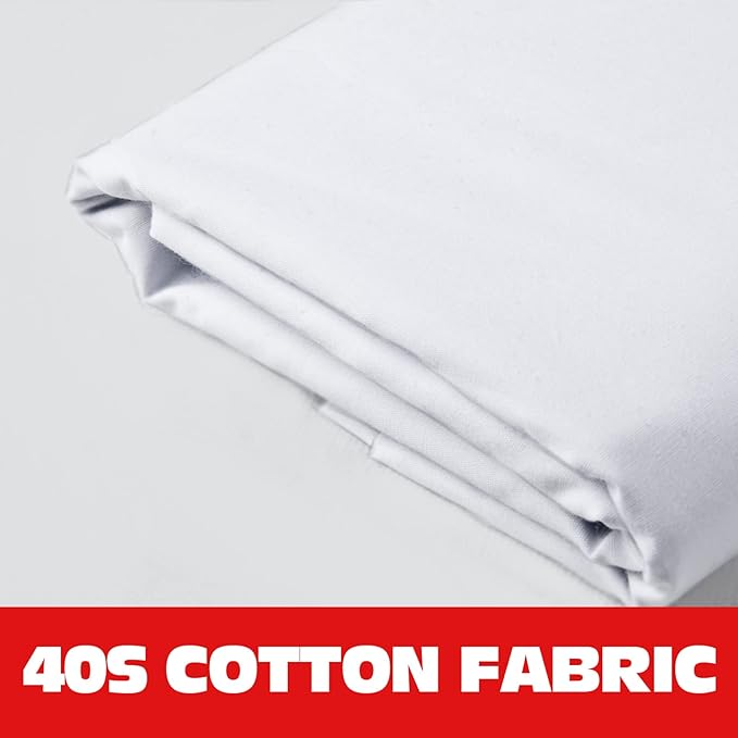 100% White Cotton Fabric for Sewing by 10 Yard, 59”Width Quilting Fabric Medium Weight 5.8 oz, Muslin Fabric by The Yard, Embroidery Cloth
