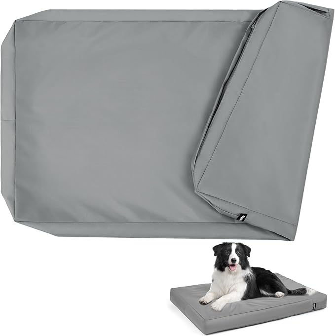 Waterproof Dog Bed Cover Replacement Washable, Easy to Clean, Pet Hair Resistant, Heavy Duty Oxford, Zipper Closure, Indoor/Outdoor Use, Fits 42 Inch Dog Crate - Extra Large XL - 41"x 27"x 4" - Grey