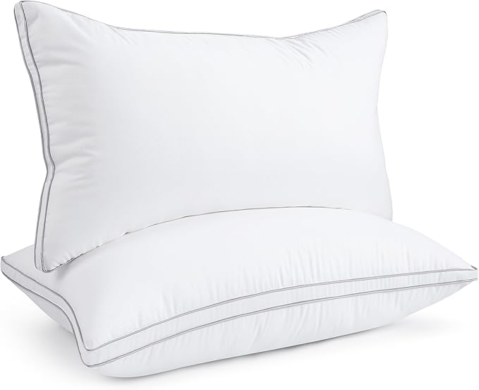 viewstar King Size Pillows Set of 2, Hotel Quality Cooling Down Alternative Gusseted Bed Pillows for Side, Back, or Stomach Sleepers, White, 19" x 33"