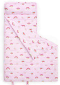 david's kids Toddler Nap Mat Set with Removable Pillow, Ultra Soft Slumber Bags for Girls，Perfect for Preschool, Daycare, Kids Sleeping Bags with Rollup Design, 50"x20", Rainbow
