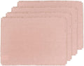 Solino Home Fringe Linen Placemats Set of 4 - Misty Pink Placemats 14 x 19 Inch - 100% Pure Linen Table Mats for Valentines, Spring, Easter