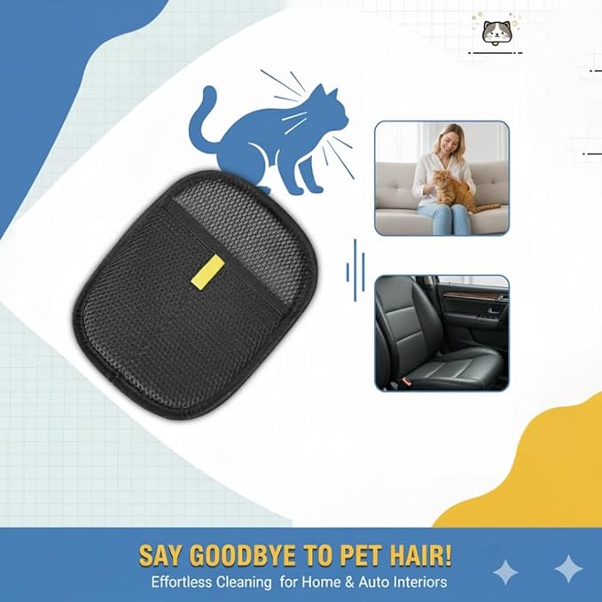 Janrie LLC Pet Hair Removal Glove, Reusable Electrostatic Hair Remover for Cat & Dog, Grooming Pet Hair Remover Tool for Clothing, Furniture, Bed Sheet, Couch, Carpet, Car Seat