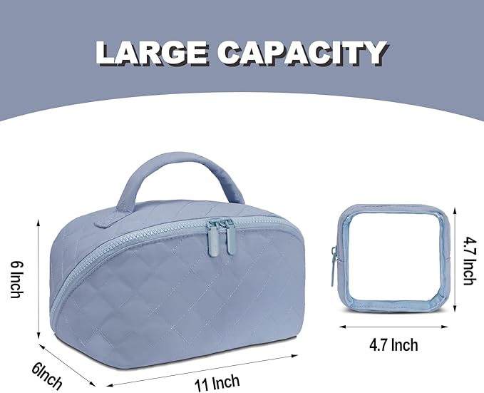 SXS LACONIC Makeup Bag,Quilted Puffer Cosmetic Bags,Travel Toiletry Bag for Women,Large Capacity Waterproof Make up Bag Set