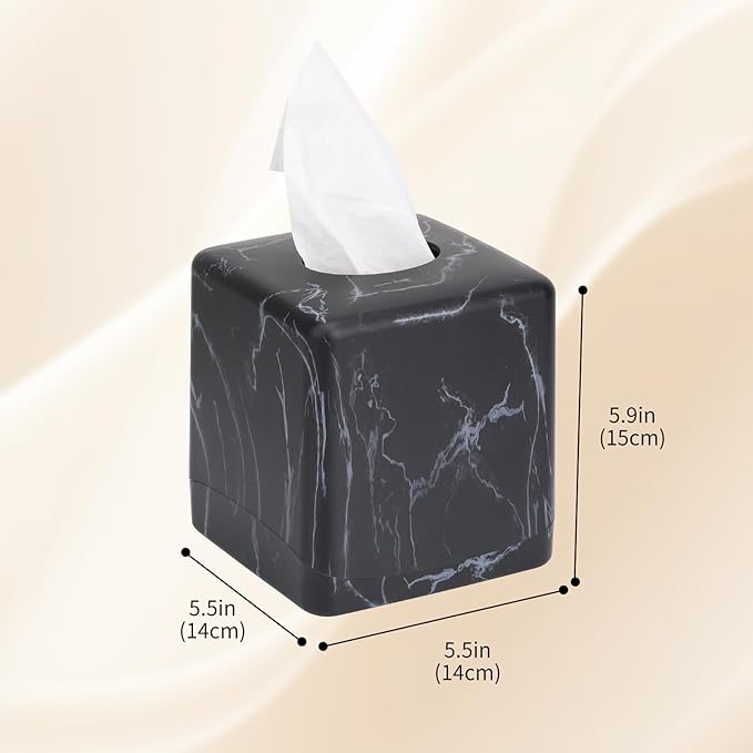 MOCHTERO Marble Pattern Square Tissue Box Cover,Modern Tissue Holders Decor,for Bathrooms, Bedroom, Dinner Table, Office