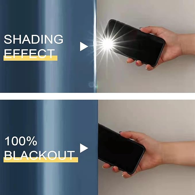 Rutterllow 100% Blackout Curtains 52x45 inch 2 Panels, Short Blackout Curtains for Living Room, Solid Thermal Insulated Noise Reduction Window Treatment Drapes for Bedroom/Kids Room(Stone Blue)