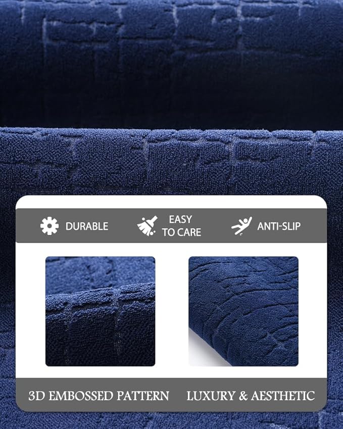 AMOAMI-Bath Mat-Absorbent Quick Dry Bathroom Floor Mats-Washable Rubber Backing Bath Mats for Bathroom Rugs Fit Under Door-Bath Rug for in Front of Sink Bathtub Shower Room, Navy 20''x32''