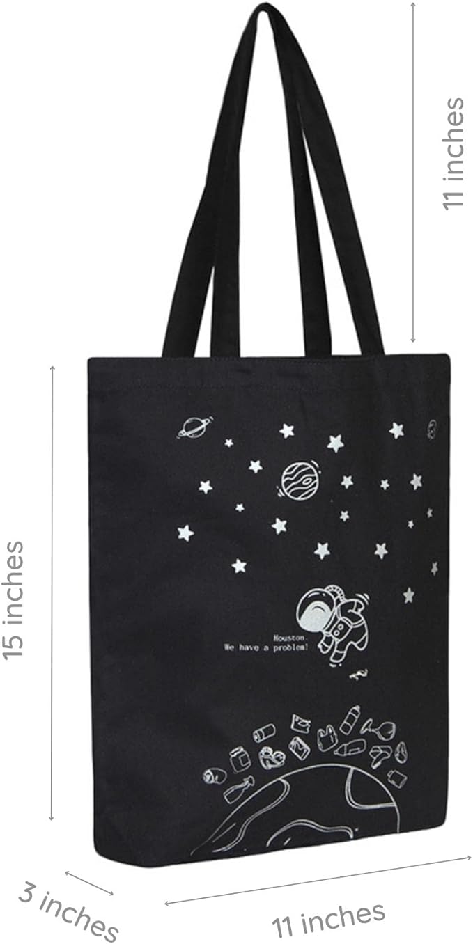 Ecoright Tote Bag for Women with Zipper, Small Tote Bag, Canvas Bag, Reusable Cotton Bag for Beach, Grocery, School & Work