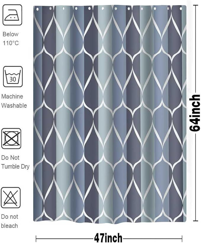 MCCKTIU Blue Shower Curtain RV Shower Curtain Modern Bathroom Shower Curtains Waterproof Fabric Machine Washable Shower Curtain Set 47 x 64 Inches