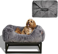FUZI Elevated Dog Bed Small with Extra Cover, Luxury Raised Dog Beds, Removable and Machine Washable Bed Cover, Indoor/Outdoor Orthopedic Pet Bed, Small 25.1x16.75x18 Dark Grey and Black Base