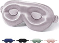 SGMSILK 100% Mulberry Silk Sleep Mask for Unisex, 22 Momme 3D Silk Contoured Eye Mask, Breathable Light Blocking Blindfold with Adjustable Strap, Blackout Eye Cover for Travel, Dusty Purple