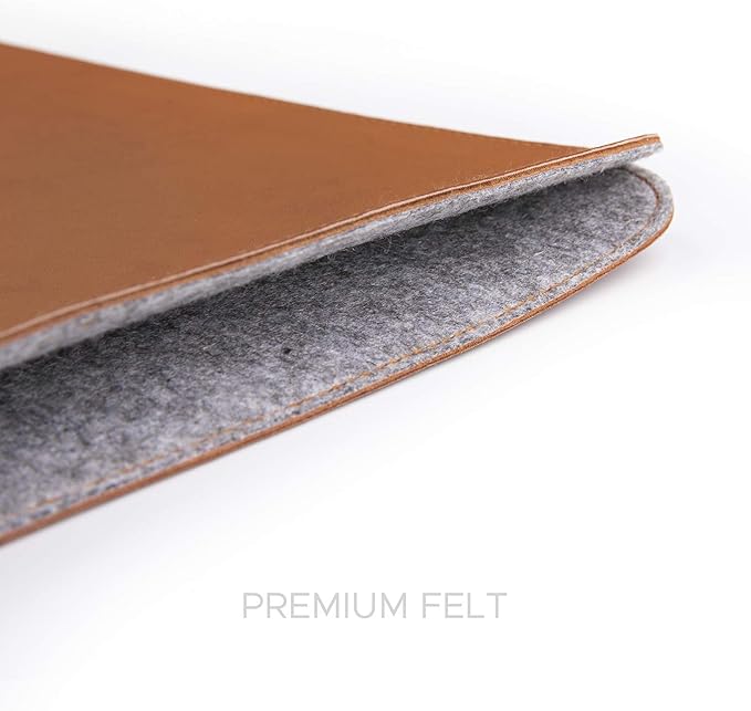 Comfyable Slim Laptop Sleeve 16 Inch Compatible for MacBook Pro 16-Inch M4 M3 M2 Pro/Max 2024, Faux Leather Protective 16-in Mac Cover Case, Brown