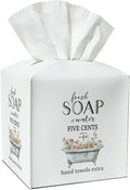 Flower Tissue Box Covers Square - Fresh Soap and Water, Leather Tissue Box Holders Decorative for Home Bathroom Restroom Shelf, Square Facial Paper Organizer Home Decor -027