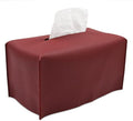 Livelab Tissue Box Cover, Modern Decorative PU Leather Rectangular Tissue Box Case Organizer Holder for Vanity Countertop, Night Stands, Livingroom, Office Desk & Car 9.5X5X5'' | Wine Red