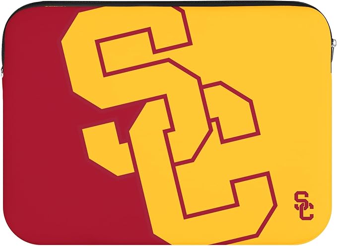 FOCO NCAA Official 15" Inch Colorblock Primary Logo Zipper Laptop Computer Sleeve Case Bag (USC Trojans)
