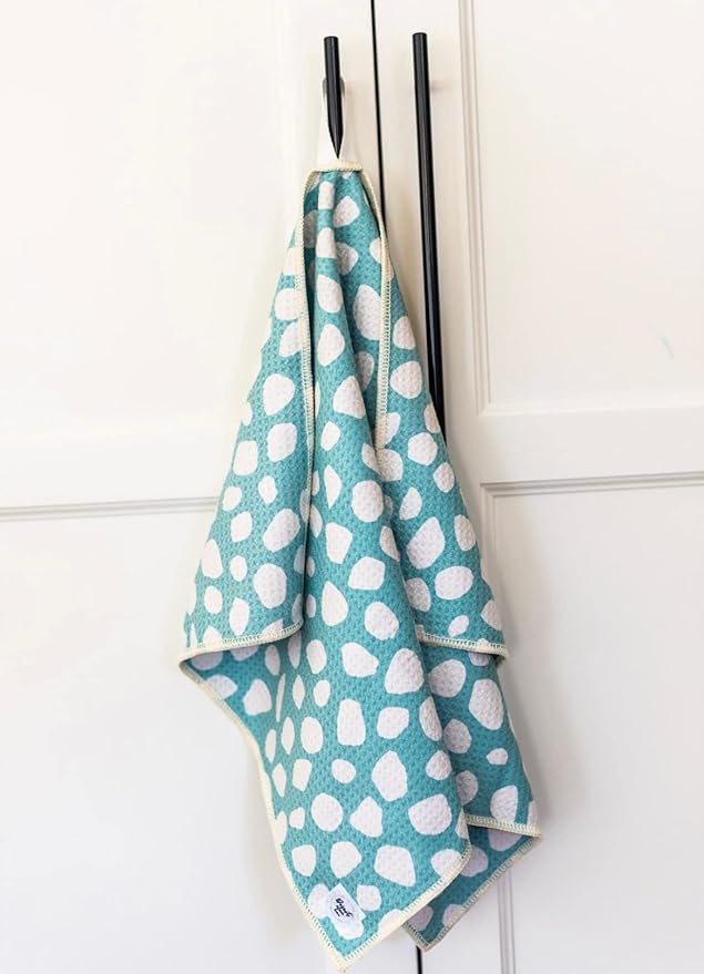 Desert Aqua 2 Pack Double Sided || Not Your Ordinary Kitchen Towels || Dish Towels || Quick Dry|| Waffle Weave Microfiber || Highly Absorbent || Hanging Hook (Turquoise)