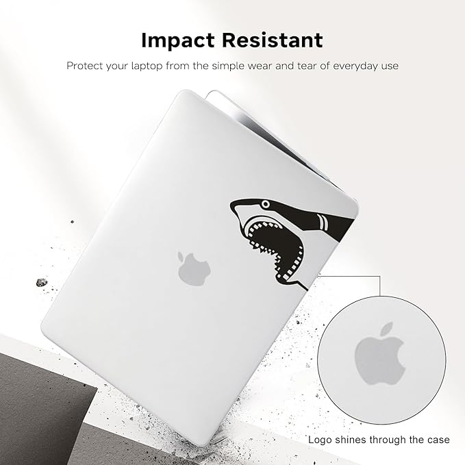 BYCeKe Cute Animal Print Case for MacBook Air 13 inch 2025-2022 M4 A3240 M3 A3113 M2 A2681,for Mac Air13 M4 Sturdy Pattern Plastic Clear Hard Shell&Keyboard Cover for MacBook Air13.6 Case,Cute Shark