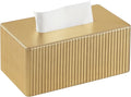 MEIBOOCH PU Leather Tissue Box Cover Square, Rectangle Tissue Box Holder with Magnetic Closure, Decorative Tissue Holder for Bathroom Bedroom Office (Gold, Rectangle for 120 to 160 Count Tissues)