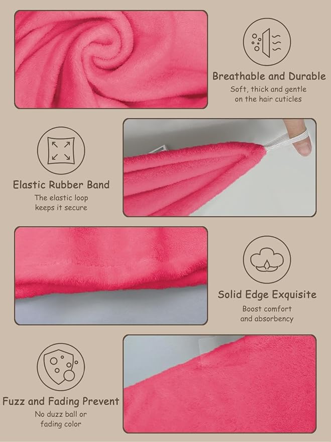 YHPDYL Microfiber Hair Towel Turban 3 Pack | Super Absorbent Quick Drying Hair Wrap for Women with Curly Hair | Anti Frizz Hair Towel Cap for Wet Hair(Red,Pink,White)