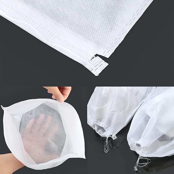 Ginojex Travel Shoe Bags 10Pcs Non-woven Fabric Storage Bags Portable Dust Cover Pouch Packing Bags with Drawstring (Medium)