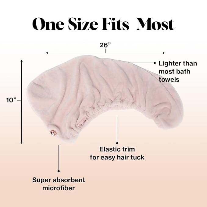 Kitsch Microfiber Hair Towel Wrap for Women - Super Absorbent Hair Drying Towel - Quick Dry, Anti-Frizz - for Long & Short, Wet & Curly Hair - Blush