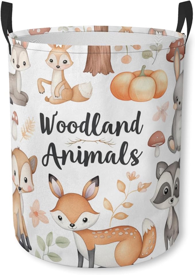 Laundry Basket Woodland Animals Collapsible Laundry Hamper with Handles Clothes Storage Bin for Household Bedroom Bathroom College Dorms