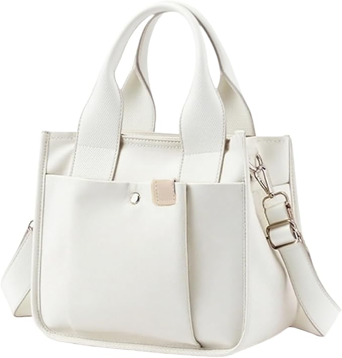 Small Canvas Tote Bag with Zipper, Canvas Multi-Pocket Crossbody Bag Purse Top Handle Satchel Handbags