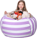 WEKAPO Stuffed Animal Storage Bean Bag Chair Cover for Kids | Stuffable Zipper Beanbag for Organizing Children Plush Toys Large Premium Cotton Canvas (Purple, X-Large)
