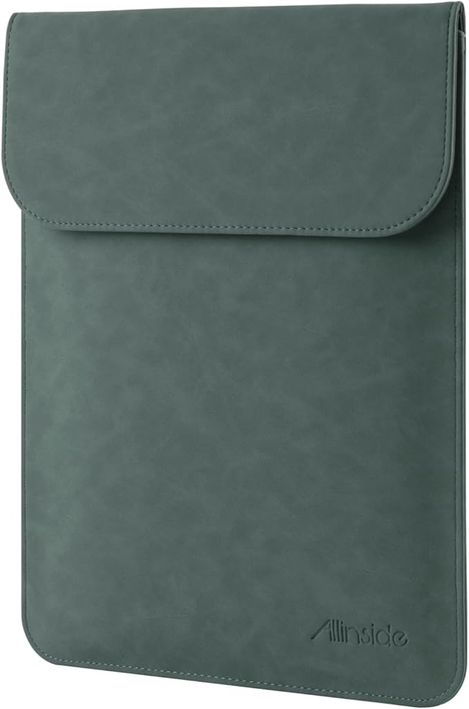 Allinside 13 inch Laptop Sleeve Case for with MacBook Air 13 2018–2025 (M2 A2681 M3 A3113 M4 A3240)/MacBook Pro 13 2016–2022 (A2251 A2289 A2338 M1 M2), PU Suede Leather Laptop Case Cover, Dark Green