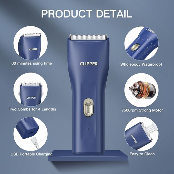 Tileon Dog Clippers,Quiet Washable USB Rechargeable Cordless Dog Grooming Kit,Electric Pets Hair Trimmers Shaver Shears for Dogs and Cats