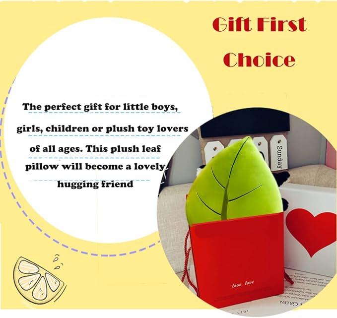 CHELEI2019 19.7" Leaf Pillow,3D Stuffed Plant Plush Leaf Shaped Throw Pillow for Room Decor
