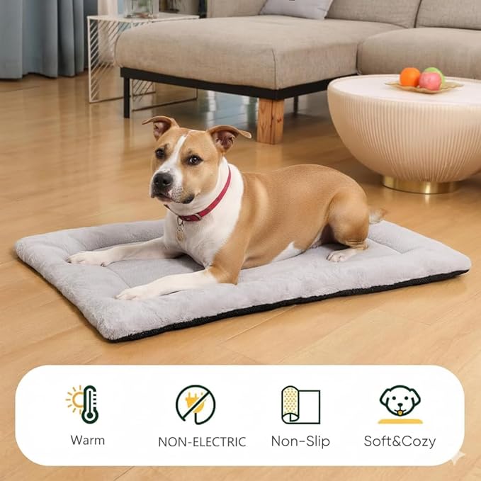 ZENGAOOU Dog Crate Pad 30 Inch, Washable Plush Crate Mat for Medium Dogs, Non Slip Kennel Pad for Metal Wire Crates, Cushioned Support for Indoor Use, Grey
