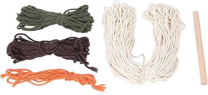 Macrame Kit Pattern, DIY Weaving Material Set for Adults, Peaceful Relaxing Craft Kit with Cotton Threads, Wooden Stick and User Manual, Bohemian Style Home Decor for Women