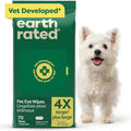 Earth Rated Vet-Developed Pet Eye Wipes, Hypoallergenic Cleaner for Dogs & Cats Eyes to Remove Dirt & Discharge, Fragrance Free, 70 Count