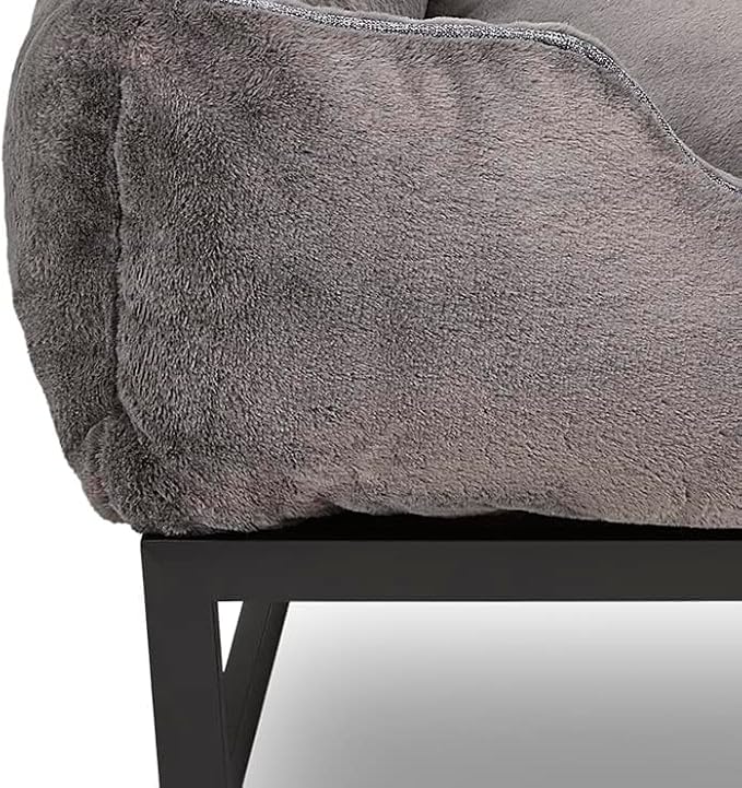 FUZI Elevated Dog Bed Large with Extra Cover, Luxury Raised Dog Beds, Removable and Machine Washable Bed Cover, Indoor/Outdoor Orthopedic Pet Bed, Large 35.6x28.5x18 Dark Grey and Black Base