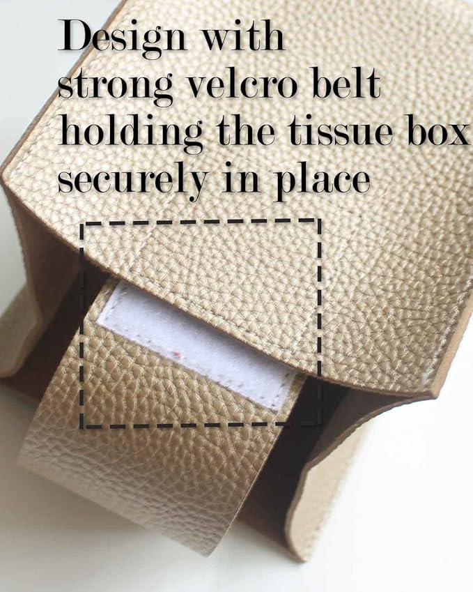 Gold Tissue Box Cover Rectangular – Plus Size Leather Tissue Box Holer with Bottom Belt Modern PU Leather Long Rectangle Tissue Holder for Bathroom/Home/Office Decor