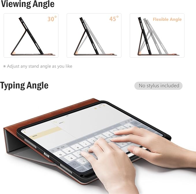 Antbox for iPad Pro 13 Inch Case M5 2025/M4 2024, Built-in Pencil Holder, Supports Pencil Pro/(USB-C), Auto Sleep/Wake, PU Leather (Brown)