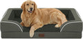 Casa Paw Orthopedic Dog Beds for Extra Large Sized Dogs, Waterproof Memory Foam XL Pet Bed with Sides 42x30Inch, Non-Slip and Egg-Crate Foam Big Dog Couch Bed with Removable Washable Cover, Dark Green