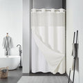 eachope Cream No Hook Waffle Weave Shower Curtain with snap-in Liner Replacement, 230GSM Waterproof Fabric Hotel Shower Curtain Set for Bathroom, Through Mesh Top Window,60Wx74H