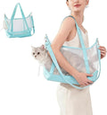 Vinqki Visible Comfort Cat Sling Carrier for Small Cats 3-8lb,Mesh Dog Sling for Small Dogs and Cats-Light & Breathable Cat Carrier Pouch,Soft Puppy Purse with Adjustable Shoulder Strap(Mint Green)