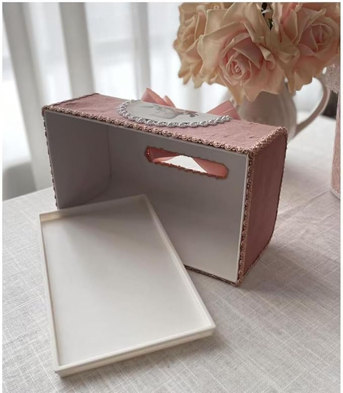 Tissue Cover Holder Fabric Art Cute Tissue Box Cover Dispenser Napkin Organizer for Bathroom Bedroom Office and Car (B-Bean Paste Powder)