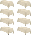 BRILLMAX 8 Pack Beige Tablecloths 70 x 120 Inch for 6ft or 8ft Rectangle Tables - Rectangular Bulk Linen Polyester Fabric Washable Cloth Cover for Wedding Reception Banquet Birthday Party