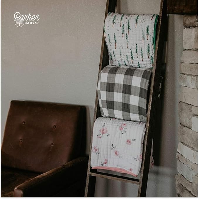 Parker Baby Muslin Blanket | 100% Soft Cotton Toddler Quilt & Baby Muslin Swaddle | Gender Neutral Design 47" x 47" Blanket