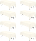 BRILLMAX 8 Pack Ivory Tablecloths for 8 Foot Rectangle Tables 60 x 126 Inch - 8ft Rectangular Bulk Linen Polyester Fabric Washable Cloth Cover for Wedding Reception Banquet Birthday Party