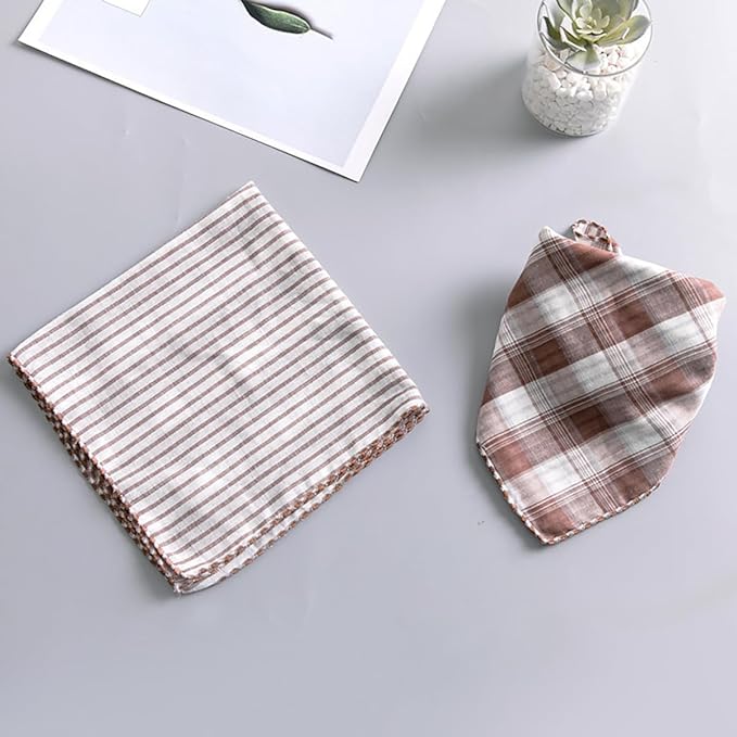 Pemilosci Double Layers Two Tones Dog Cotton Square Bandana Bibs Scarf Kerchief for Small Medium Dogs Boy or Girl - DCB06 B&B