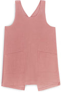 Solino Home Cross Back Linen Apron with Pockets for Gardening, Kitchen - Dusty Rose Pinafore Smock Apron 100% Pure Linen for Men & Women - Handcrafted from European Flax