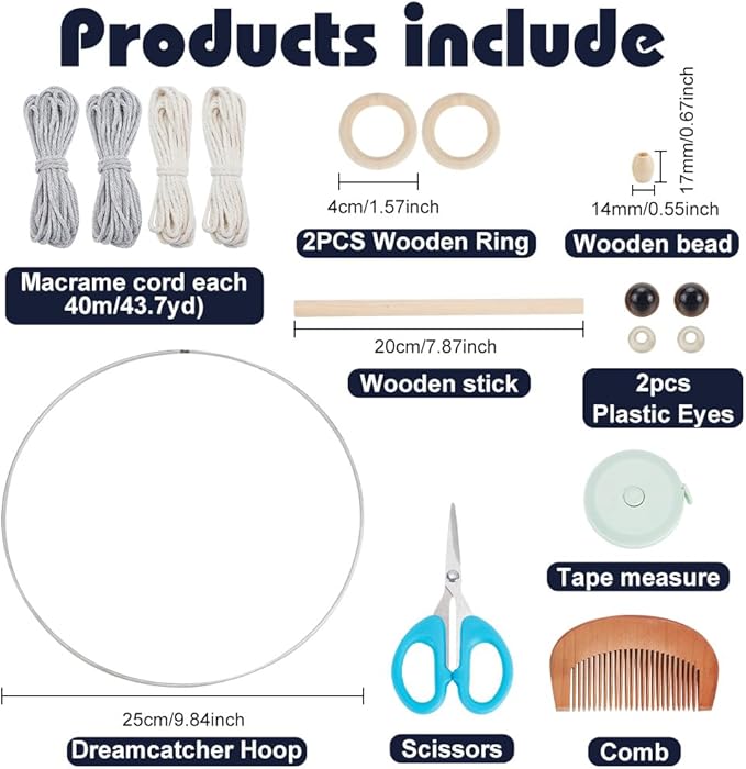 FREEBLOSS Macrame Owl Kit for Beginners Macrame Owl Wall Hanging Light Grey DIY Macrame Kit with Video Tutorial Macrame Hanging Decor for Adults Gift