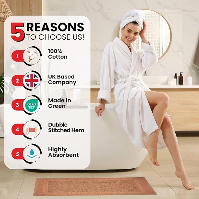 Infinitee Xclusives Premium Cotton Bath Mats for Bathroom – Pack of 2 | 34x22 Inches | Ultra Soft, Super Absorbent, Non-Slip, Machine Washable Mats (Cosmic Sand)